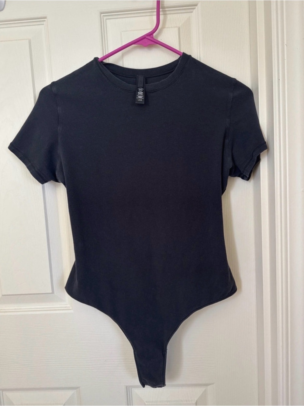 SKIMS Black Short-Sleeve Bodysuit